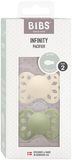 BIBS Infinity anatomické dudlíky ze silikonu, velikost 2, Ivory / Sage 2 ks