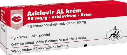 Aciclovir AL krém k léčbě oparů na rtech a obličeji 2 g