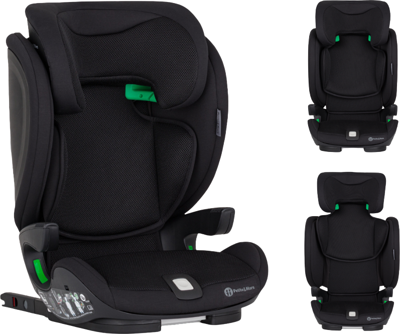 Petite&Mars Autosedačka Elite Fix Pro i-Size Coal Black Air 100-150 cm (15-36 kg)