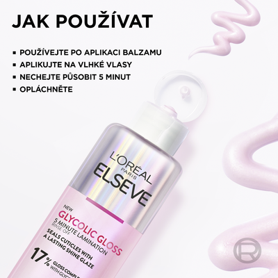L'Oréal Paris Elseve Glycolic Gloss oplachová péče s kyselinou glykolovou, 200 ml