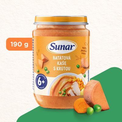 Sunar Příkrm batátová kaše s krůtím masem 6m+, 190 g