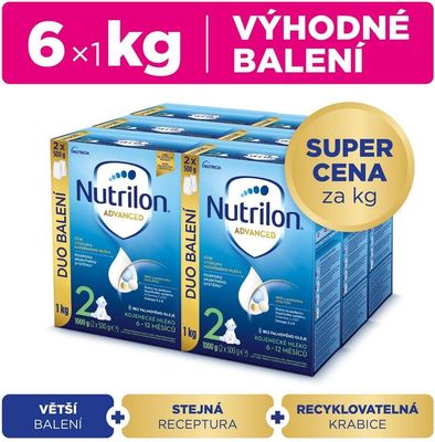 Nutrilon Advanced 2 pokračovací kojenecká mléka 6 x 1000 g
