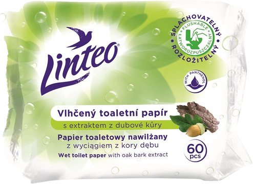 Linteo Vlhčený toaletní papír s dubovou kůrou 60 ks