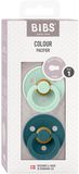 BIBS Colour Dudlíky z přírodního kaučuku - velikost 1, Nordic Mint/Forest Lake 2 ks