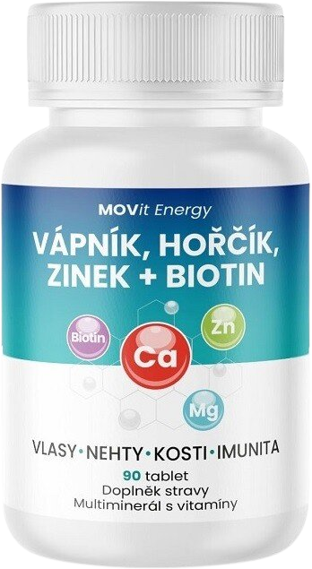 MOVit Energy Vápník, Hořčík, Zinek + Biotin 90 tablet