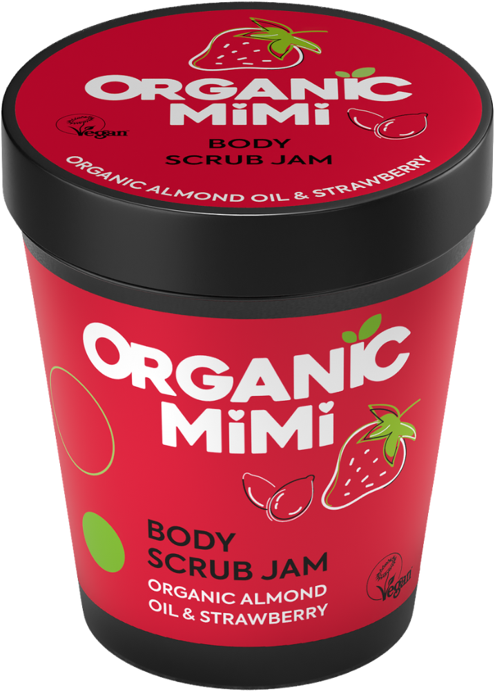 Organic Mimi Almond & Strawberry Body Scrub Jam tělový peeling 250 g