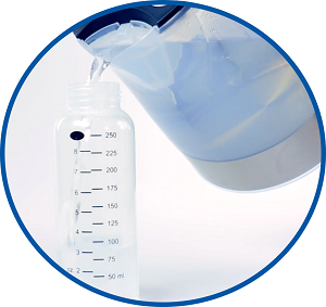 sterilizovaná lahev, příprava dětského mléka