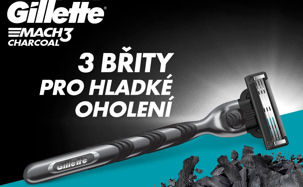 Gillette Mach3 Charcoal Holicí strojek pro muže + 2 Holicí hlavice