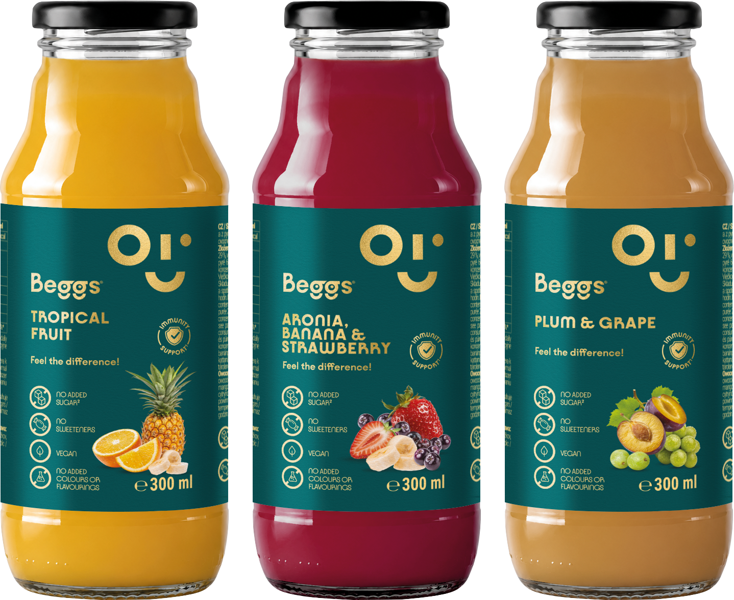 Beggs Nápoj aronie, jablko, banán & jahoda 300 ml