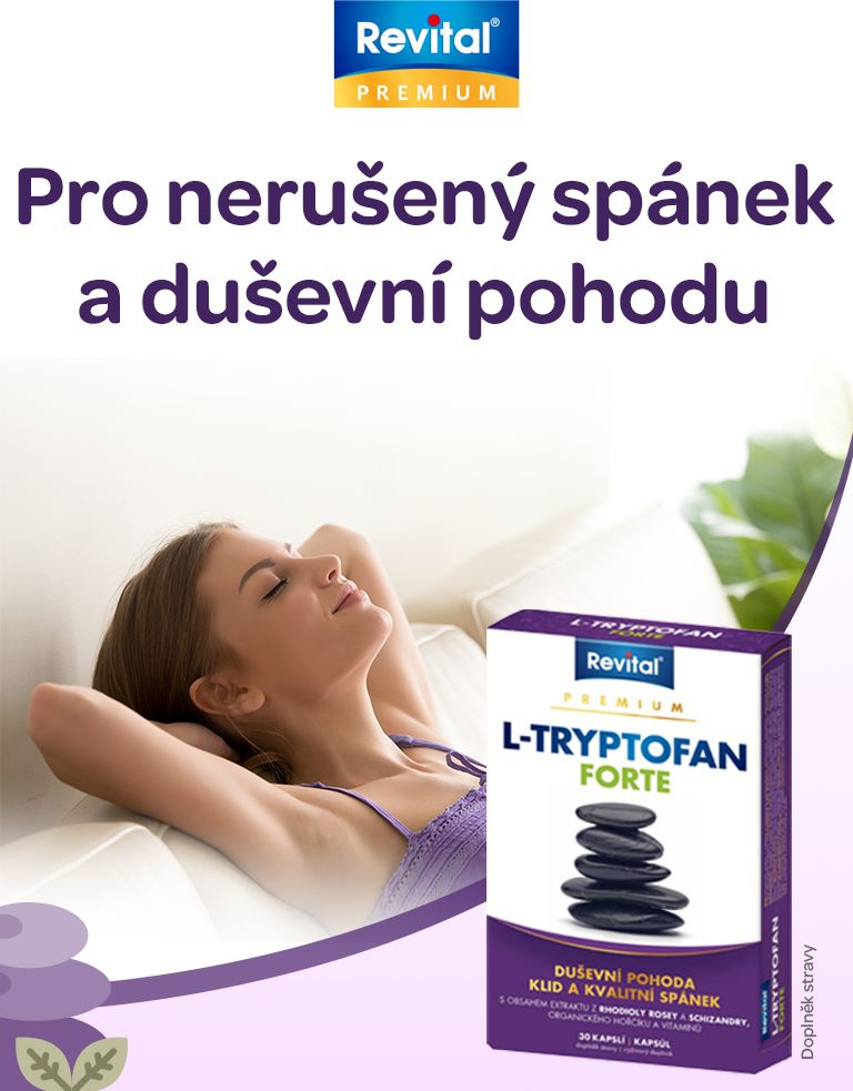 Revital L-Tryptofan forte, doplněk stravy, s přírodními extrakty, podpora dobrého spánku, snižuje stres a napětí, pro celkovou pohodu