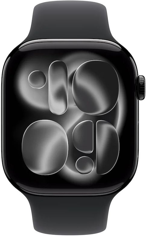Apple Watch 11 GPS 46mm Jet Black Aluminium Case with Black Sport Band - M/L