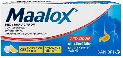 Maalox BEZ CUKRU CITRON 40 žvýkacích tablet