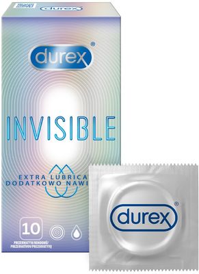 Durex Invisible Extra Lubricated Kondomy 10 ks