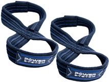 Power System Trhačky Lifting Grips Figure 8, čierná/modrá, veľ. S/M, 2 ks