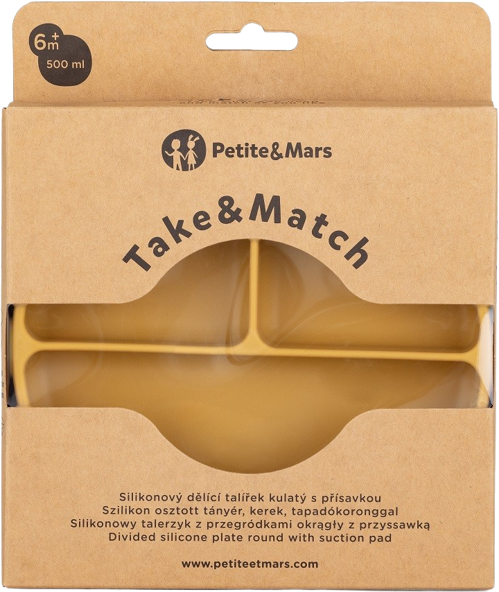 Petite&Mars PETITE&MARS Talířek silikonový dělící kulatý Take&Match Intense Ochre 6m+