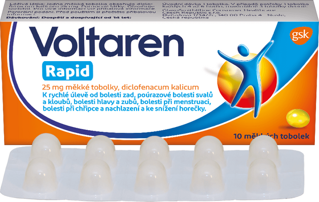 Voltaren Rapid 25 mg měkké tobolky proti bolesti 10 ks