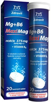 Zdrovit MaxMag Hořčík 375 mg + B6 20 šumivých tablet