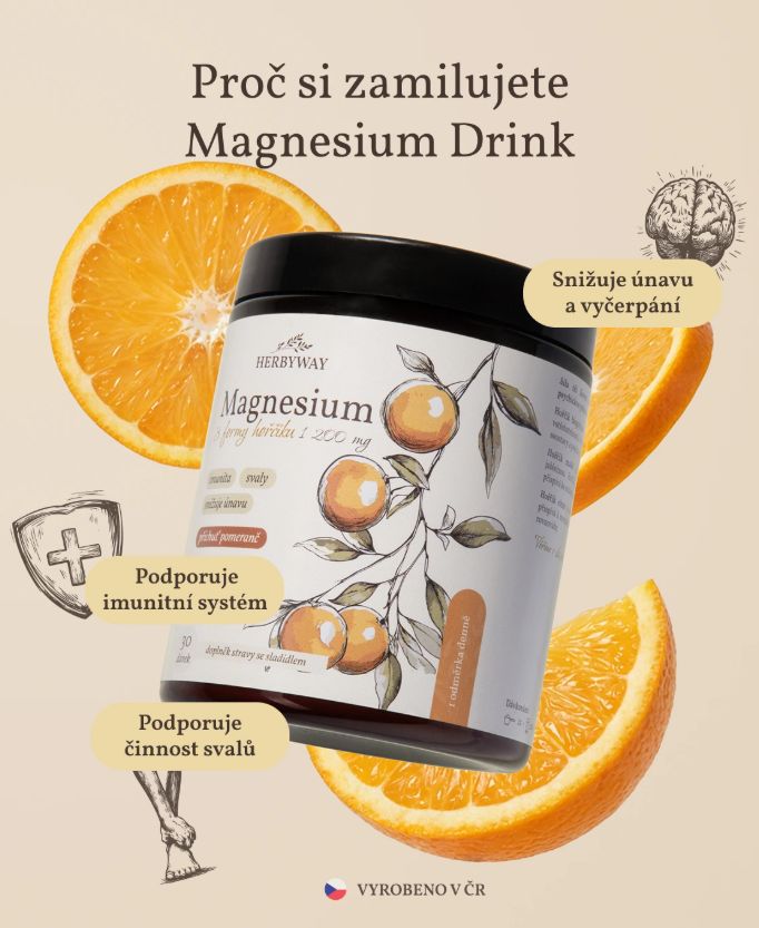 Herbyway Magnesium 3 formy Hořčíku 1 200 mg, příchuť pomeranč