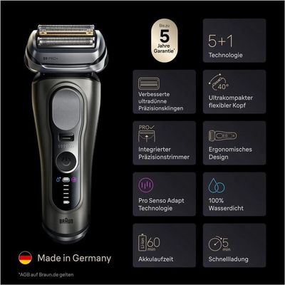 Braun Series 9 PRO+, 9615S Elektrický holicí strojek, Tmavě šedá