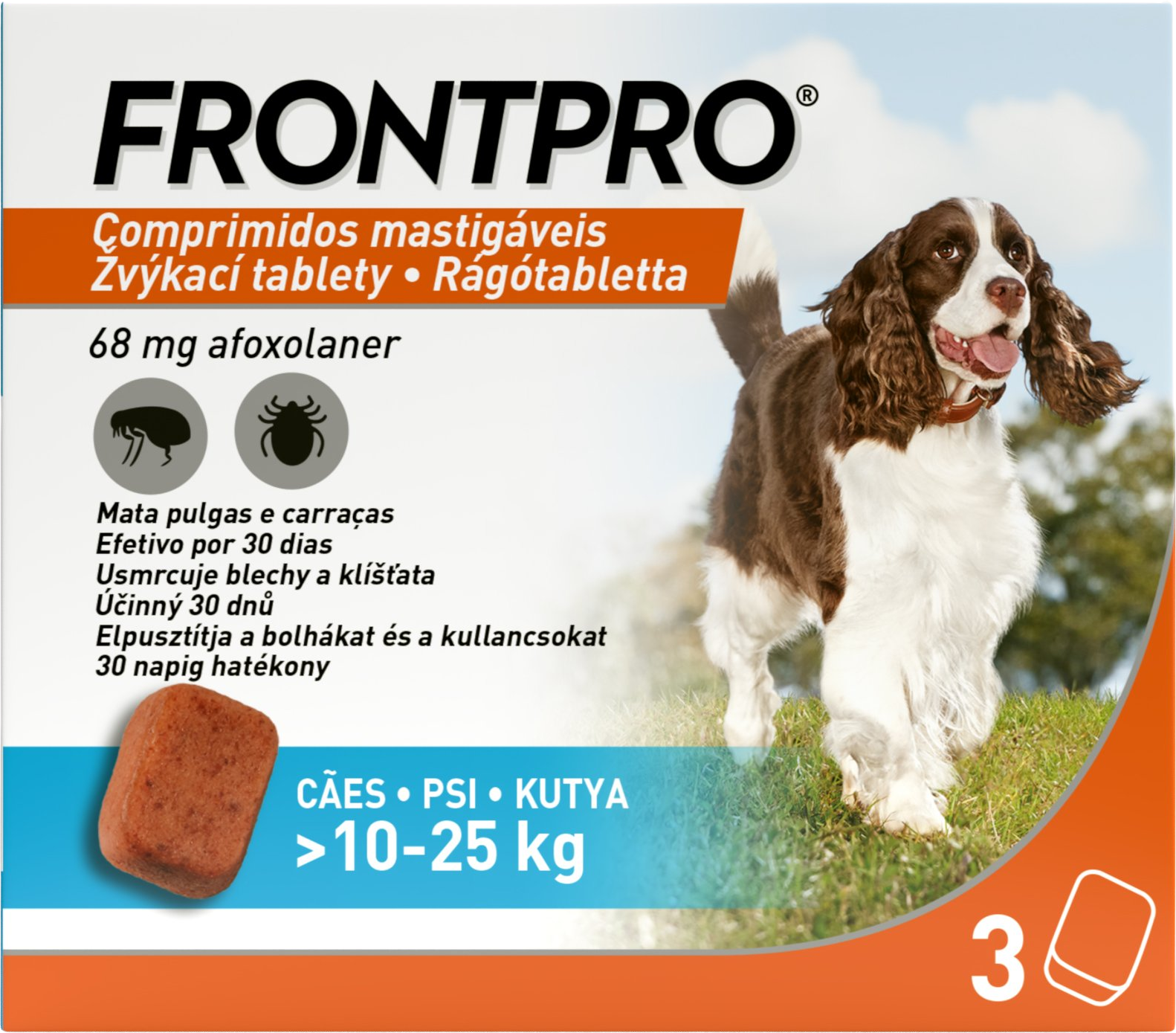FRONTPRO Antiparazitární žvýkací tablety pro psy (10-25 kg) 3 tablety