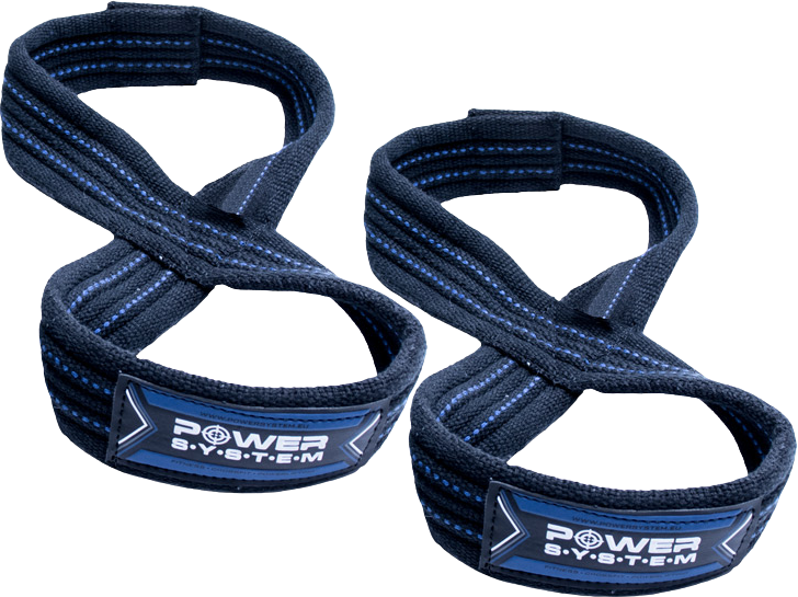 Power System Trhačky Lifting Grips Figure 8, čierná/modrá, veľ. S/M, 2 ks