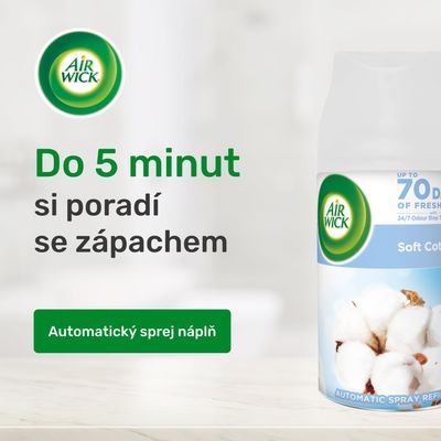 Airwick Náplň do automatického difuzéru Freshmatic Jemná bavlna 250 ml