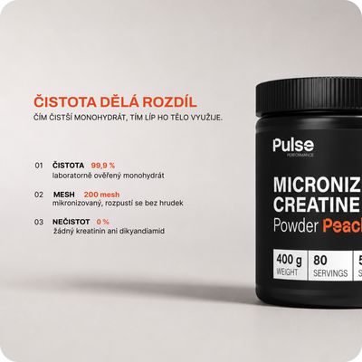 Pulse Performance Micronized Creatine Broskev 400 g