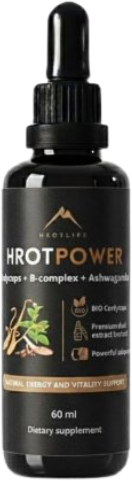 Hrotlife Hrotpower tinktura z Cordyceps + B-komplex + Ashwagandha 60 ml