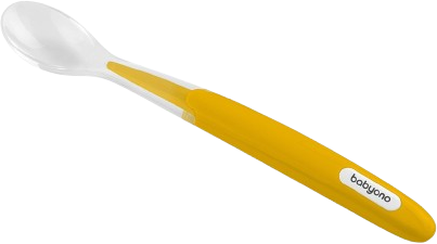 BabyOno Lžička silikonová s měkkým koncem žlutá 6m+