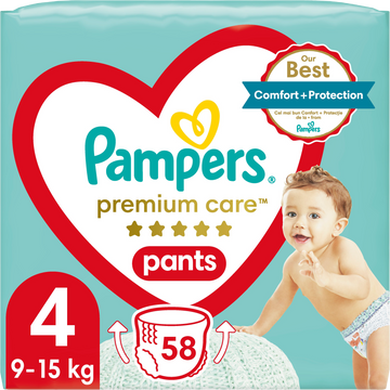 Pampers Premium Care Pants Plenkové kalhotky vel. 4, 9-15 kg, 58 ks