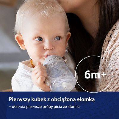 LOVI První hrneček se slámkou a závažím Harmony 150ml