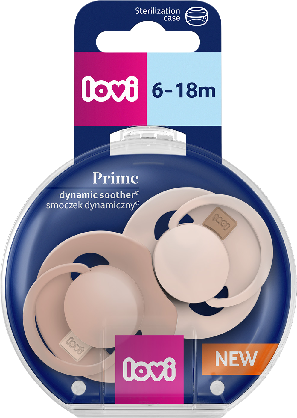 LOVI Dudlík silikonový dynamický PRIME 6-18m Nude/Blush 2 ks