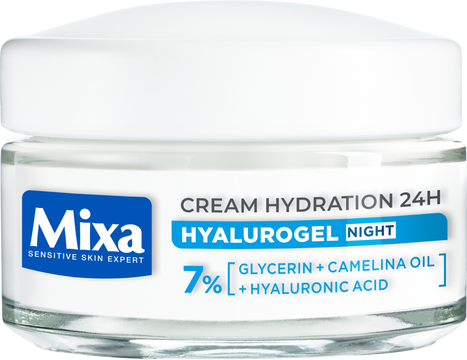Mixa Noční krém pro citlivou pleť se sklonem k vysušení Hyalurogel 50 ml