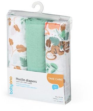 BabyOno Pleny mušelínové Super Soft - Mint, 70x70 cm 3 ks