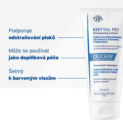 Ducray Kertyol PSO Pečující šampon navracející rovnováhu vlasové pokožce při psoriáze 200 ml