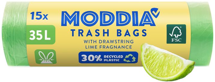 Moddia Odpadkové pytle s vůní limetky a zatahovací páskou 15 x 35 l