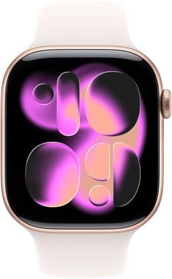 Apple Watch 11 GPS + Cellular 46mm Růžově zlatý hliník se světle ruměným sportovním řemínkem - S/M