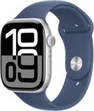 Apple Watch Series 10 Cellular 46mm Stříbrný hliník s denimovým sportovním řemínkem M/L