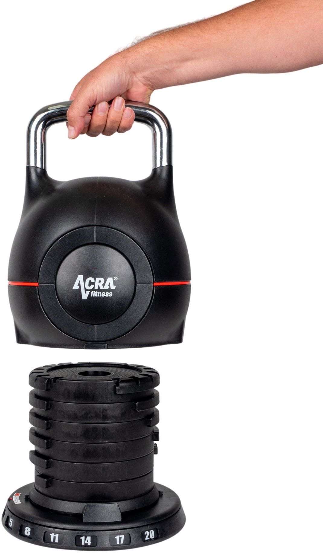 Acra Kettlebell nové generace 7v1 - nastavitelný, 2-20kg