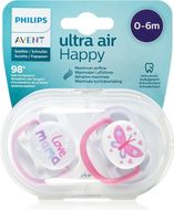 Philips Avent Avent Šidítko Ultra air Text 0-6m dívka 2 ks