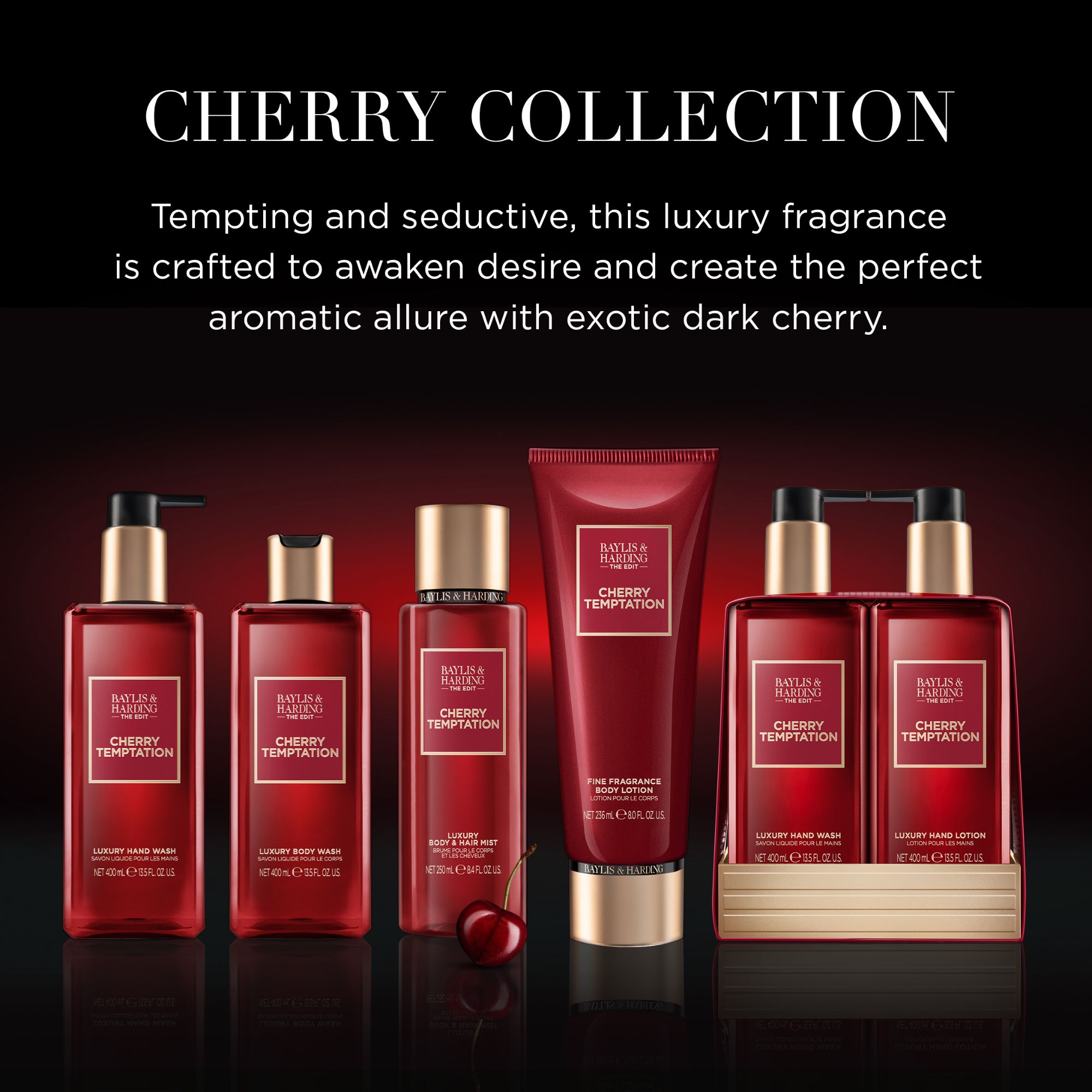 Baylis & Harding The Edit Sada péče o ruce Cherry Temptation 2 x 400 ml