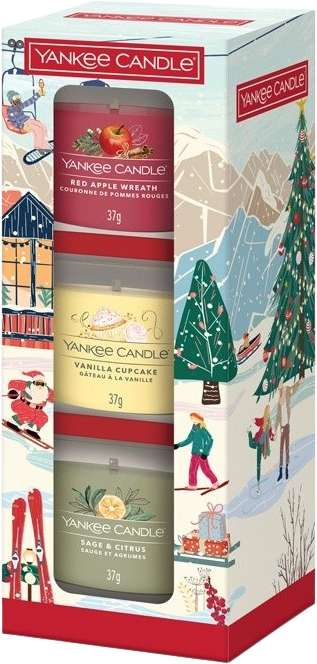 Yankee Candle Dárková sada 3 skleněných votivních svíček Holiday Party 2025, 3 x 37 g