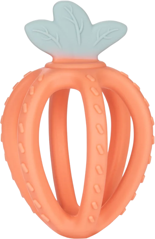 Canpol babies Kousátko silikonové senzorické 3D Jahoda oranžové