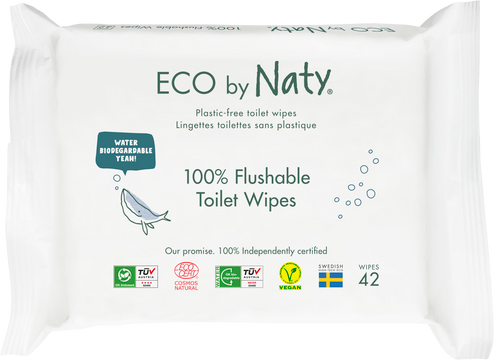 Eco by Naty Vlhčené splachovatelné ubrousky s funkcí toaletního papíru ECO bez vůně 42 ks