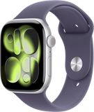 Apple Watch 11 GPS + Cellular 46mm Stříbrný hliník s mlžně fialovým sportovním řemínkem - S/M