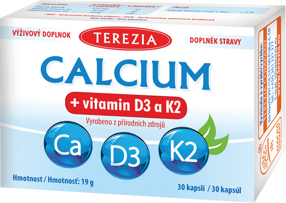 Terezia Calcium + Vitamin D3 a K2 30 kapslí