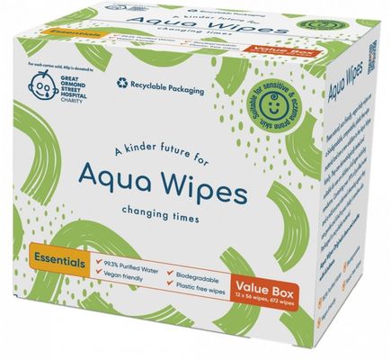 AQUA WIPES Ubrousky 100% rozložitelné, 99% vody, 12x56ks = 672ks