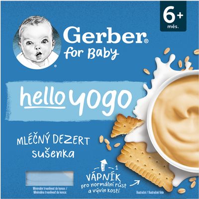 Gerber Hello yogo mléčný dezert s příchutí sušenky 4 x 100 g