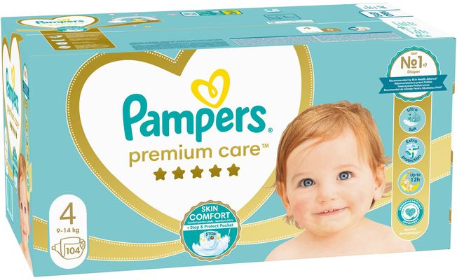 Pampers Premium Care plenky vel. 4, 9-14 kg, 104 ks
