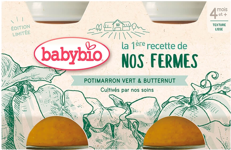 Babybio Zelená a máslová dýně z naší vlastní ekofarmy 2 x 130 g